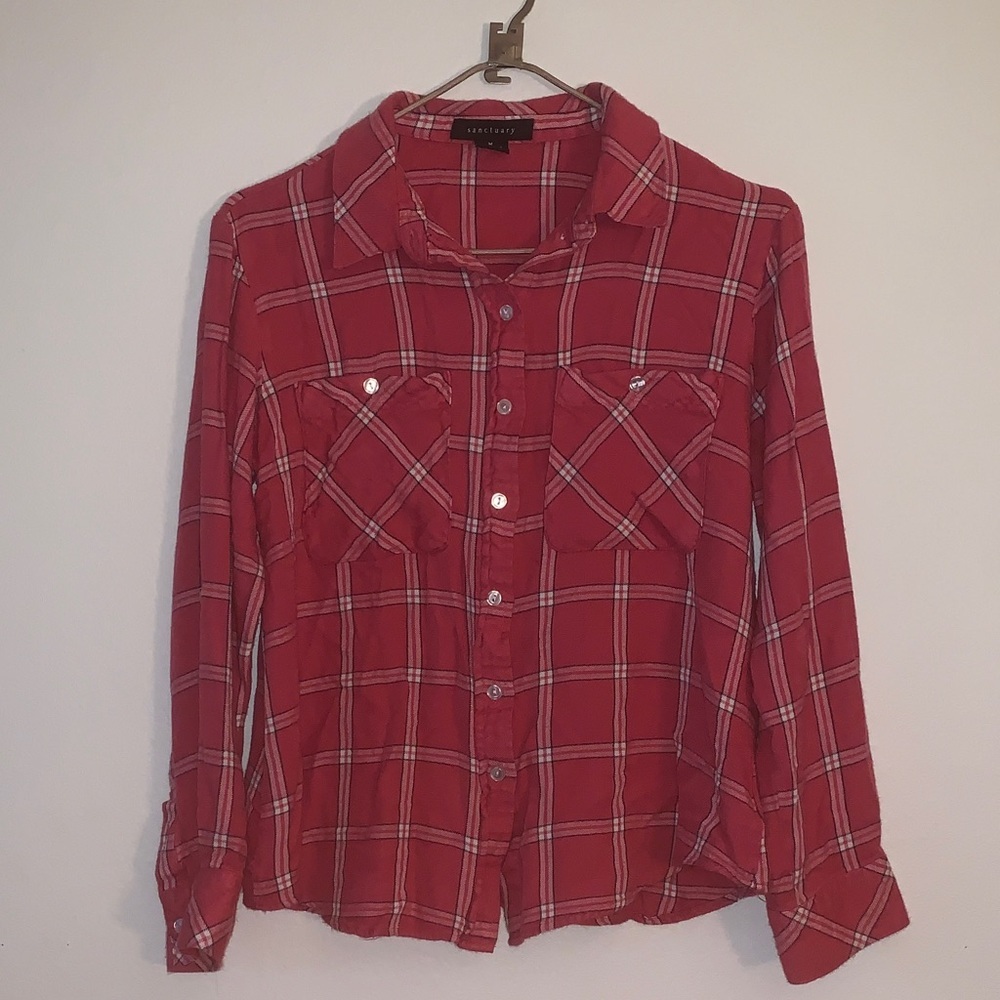 Sanctuary Tomboy Plaid Button-Down Shirt